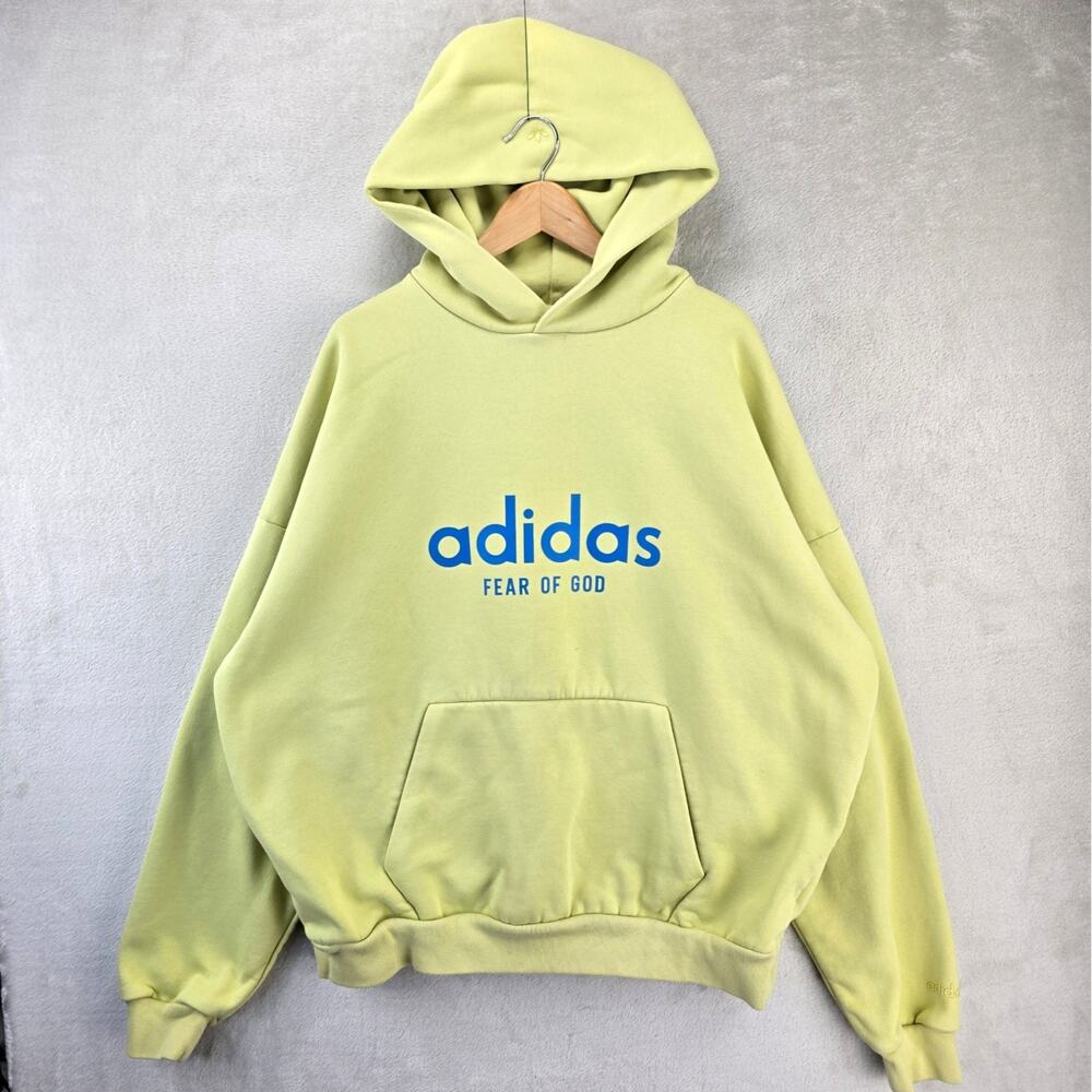 Adidas x Fear Of God Essentials Hoodie Mens XL Yellow FOG Sweatshirt‎ Streetwear